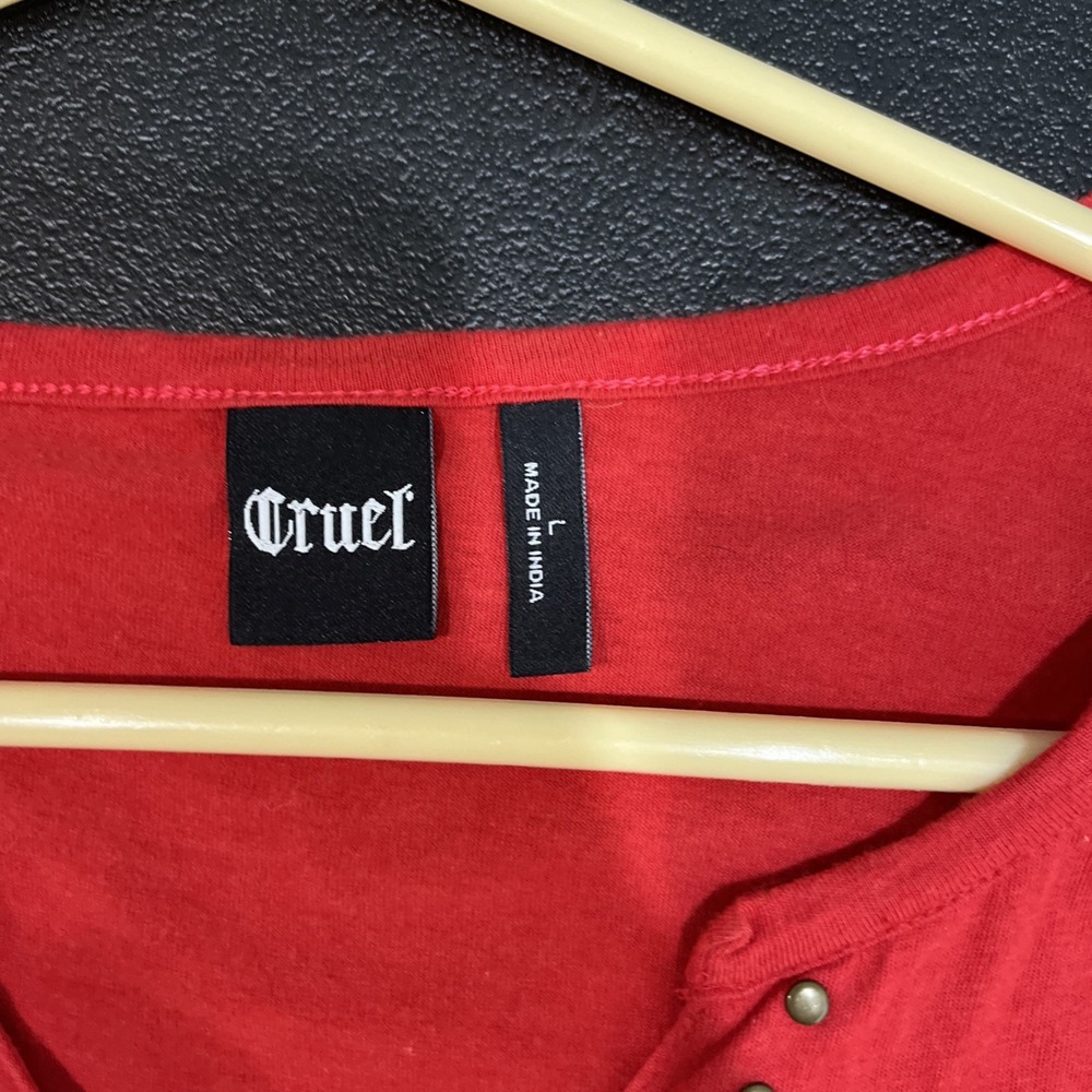 Cruel T-Shirt Womens L Red Honky Tonk Tour Graphic Studded V-Neck Festival - Picture 3 of 7